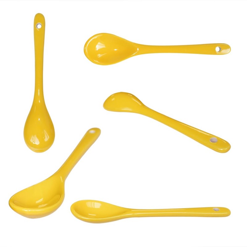 Pirhosigma 8 Color Porcelain Egg Spoons Ceramic Spoons 5 inch