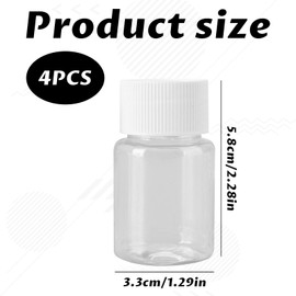 4Pcs Pill Bottle,30ml Clear Medicine Bottles Storage Transparent Pill Bottles Empty with Caps Reagent Containers,Plastic Pill Bottles Empty Pill Bottles for Liquid Solid Powder