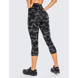 CRZ YOGA Women's Naked Feeling Workout Leggings 19" - High Waist Gym Capris Leggings with Pockets Camo Multi one X-Small