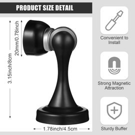 16 Pcs Magnetic Door Stoppers Stainless Steel Door Stops Magnetic Catch Holder with Screws for Wall Floor Mounted Wall Protector Hold (Black)