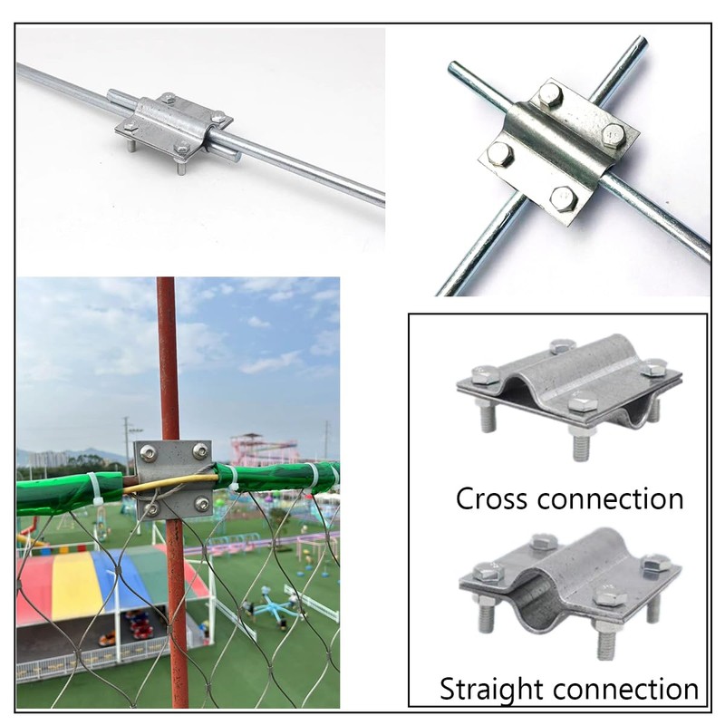1/2" Line Rail Clamp for Chain Link Fence, Greenhouse Cross
