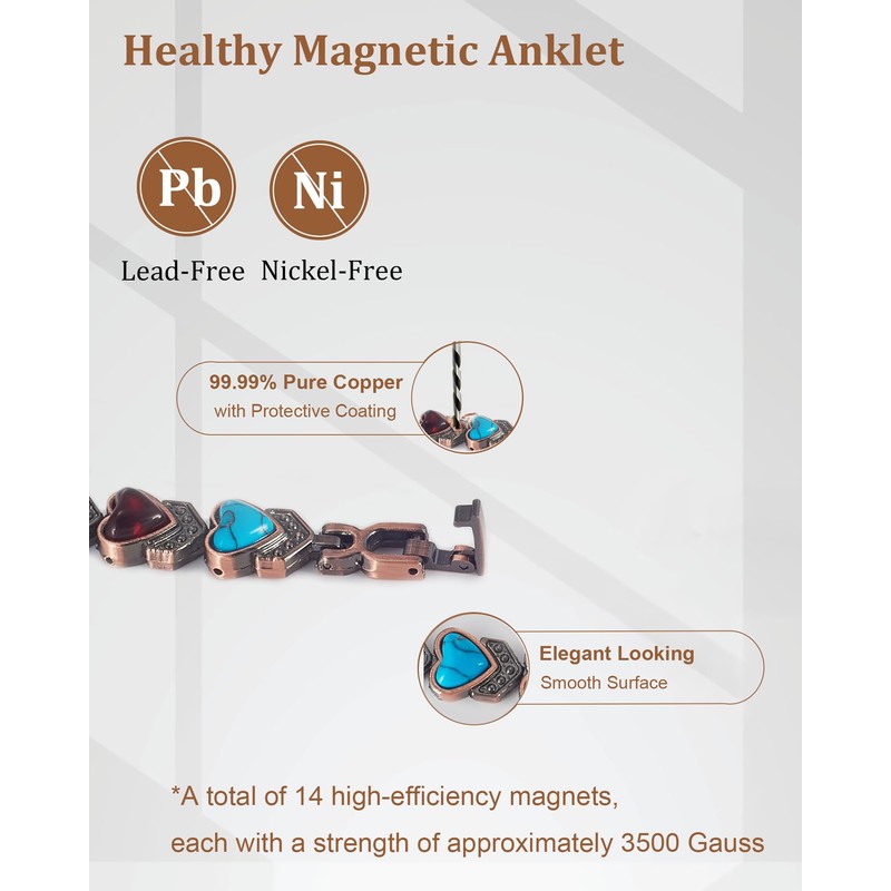 UtenoTureH Copper Bracelets for Women, Magnetic Bracelet with 3500 Gauss
