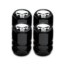TimNas 4 PCS Skull Car Wheel Tire Valve Stem Cap, Metal Tire Dust Valve Sealing Covers, Universal Tire Decorative Door Core Cap, for Car, SUV, Bike, Trucks, Motorcycles Leak-Proof Valve Cap (White)