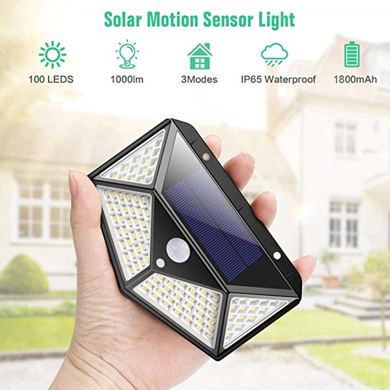 2 Pcs Solar Motion Sensor Light 4 Sided 100 LEDs
