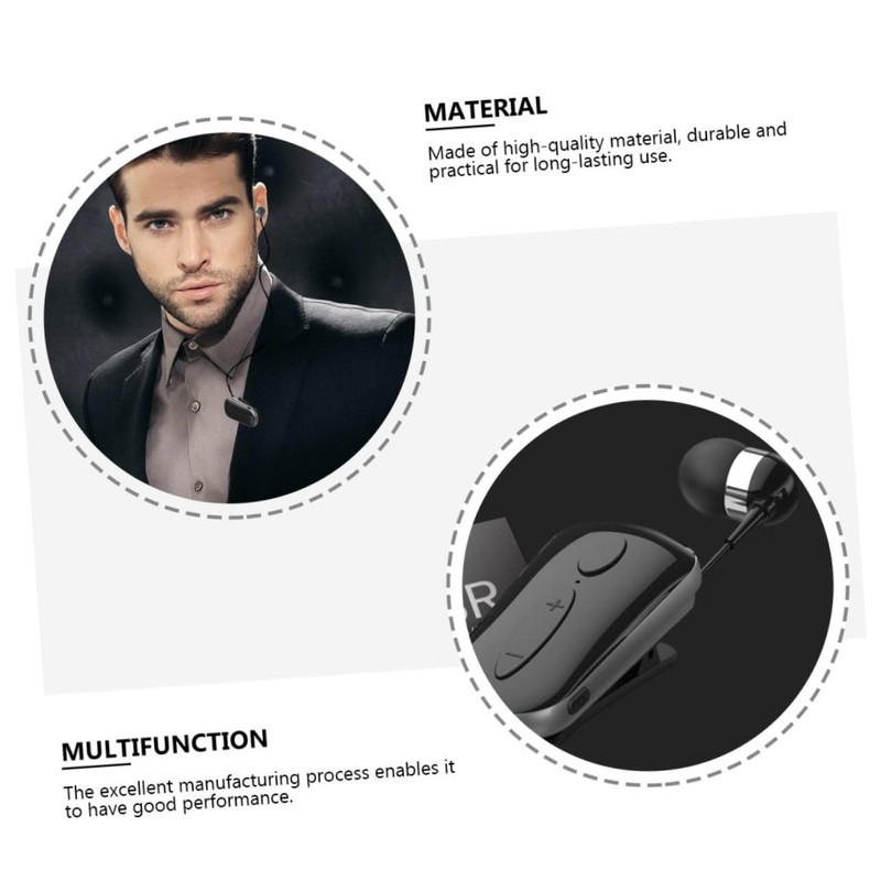 Mikinona 1 Set Retractable Wireless Earphone Clip Headset Professional Black