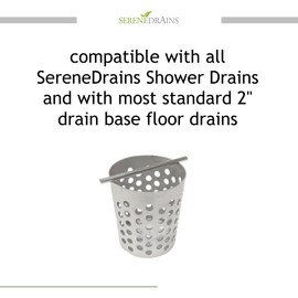 SereneDrains 304 Stainless Steel Hair Trap for Shower Drain Hair Catcher for Linear and Square 2 inch Bathroom Strainer Filter Remover Trapper Basket Floor Standing Catch (Brushed Nickel)
