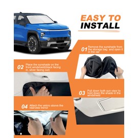 LungsiMotor Front Windshield Sun Shade Custom Fit for 2024-2025 Silverado EV, Block UV Rays Foldable Sunshade Sun Visor Accessories