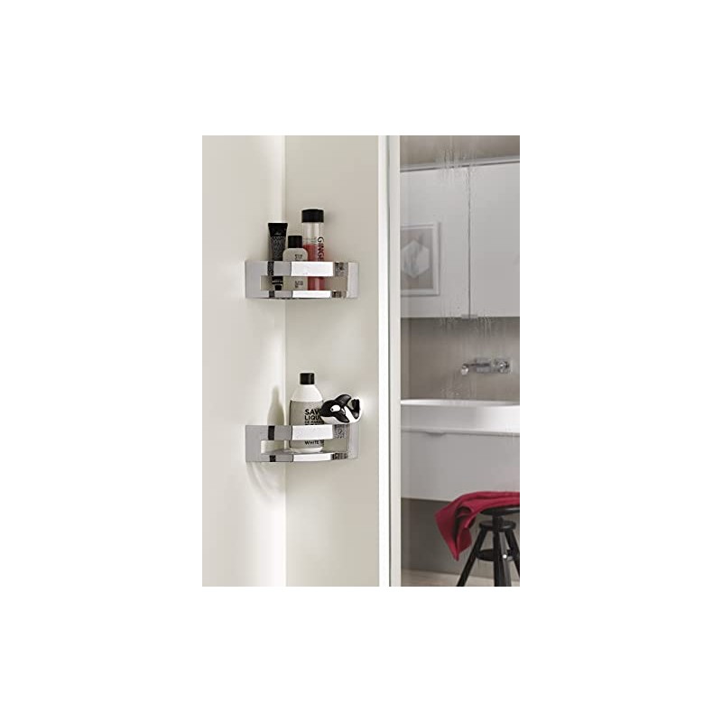 emco SYSTEM2 Chrome Corner Wall Basket with Concealed Fixing High