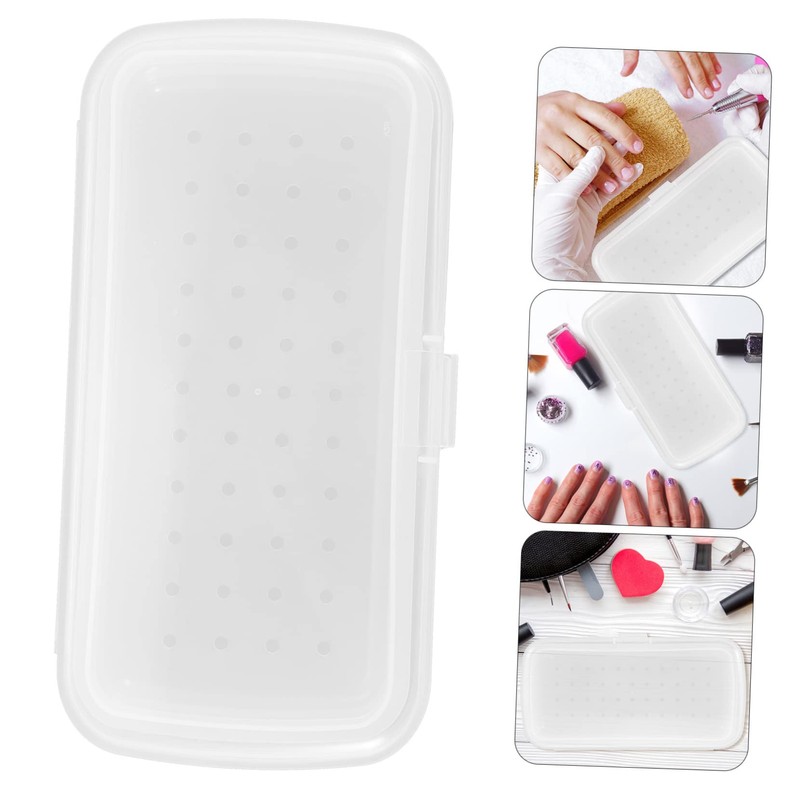 OHPHCALL Box of Manicure Tools Nail Organizer Nail Bits Clear