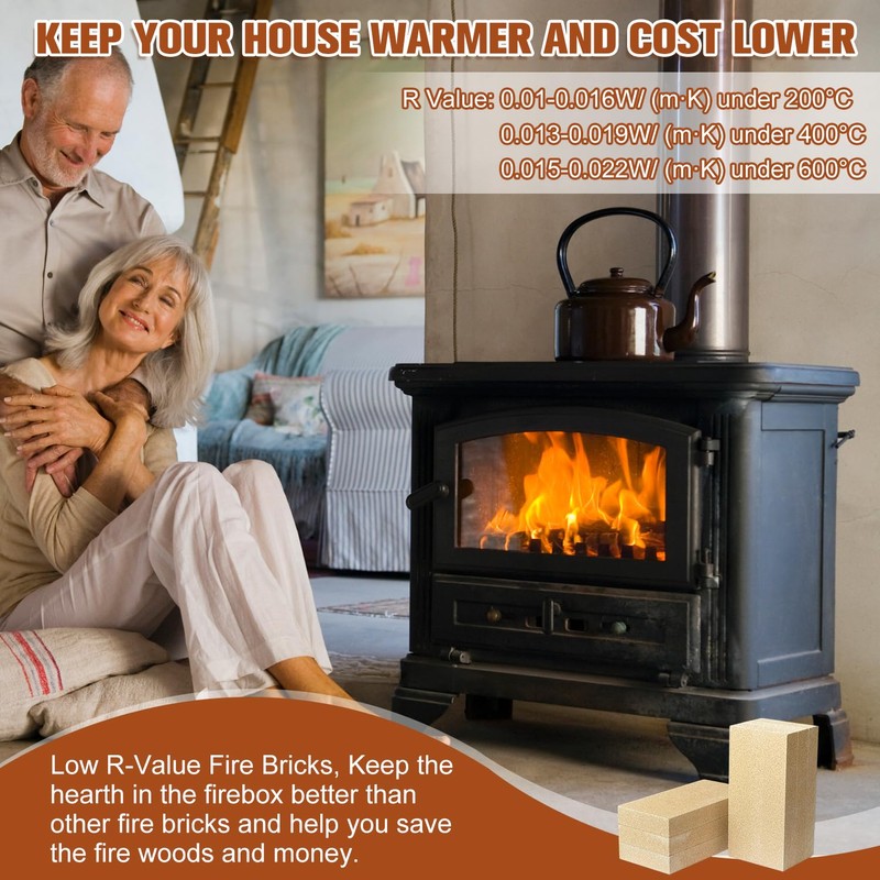 Fire Bricks, FireBrick, High Temperature Insulated Firebricks for Wood Stoves,