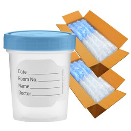 Vakly Specimen Cups With Leak Proof Screw on Lids - 4oz [Pack of 1000] Non-Sterile Urine Sample Containers (Covers may vary Blue or Green)