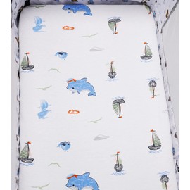 Bassinet Sheets Compatible with Chicco Lullago Anywhere & Baby Bjorn Cradle Bassinet, 2 Pack, 100% Jersey Knit Cotton 190GSM, Ultra Soft Breathable, Dolphin and Whale