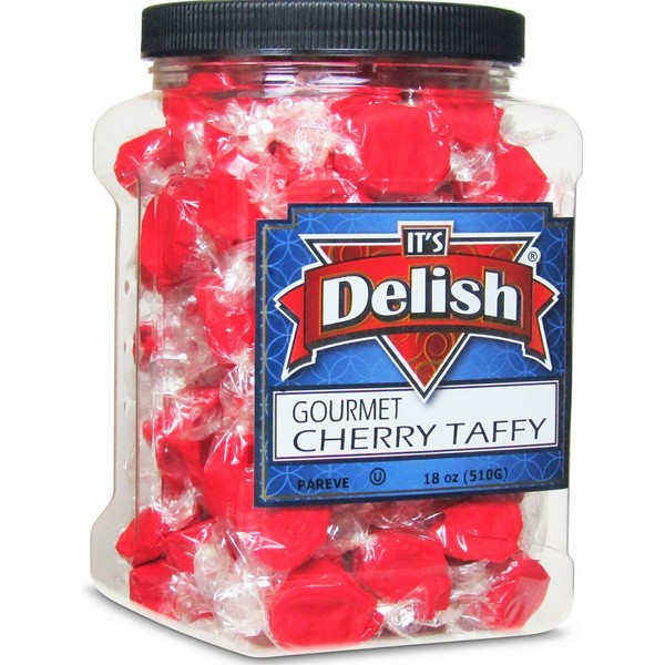 Cherry Red Taffy Chews by It's Delish, 18 Oz Jumbo Container - Individually...
