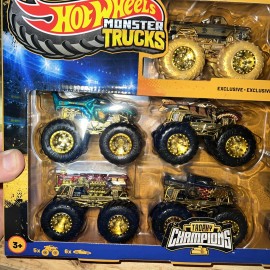 Hot Wheels Monster Trucks 50 Bigfoot Trophy Champions Rare Exclusive GOLD Set