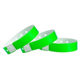 WristCo Neon Green Plastic Wristbands - 100 Pack Wristbands For Events