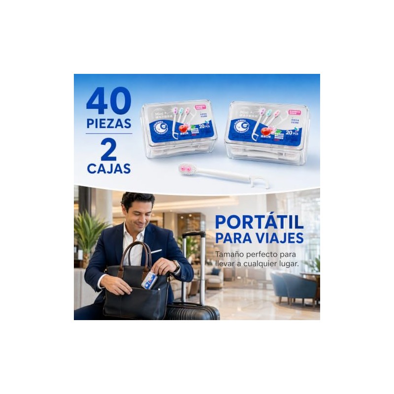 Mini Cepillos de Dientes Desechables 5 en 1 con Hilo