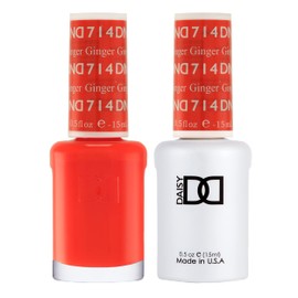 DND Gel Polish Set, Orange Collection, UV/LED Gel Polish and Air Dry Nail Lacquer, Matching Chip-Free Polish Duo, 714 Ginger, 0.5 Fl Oz