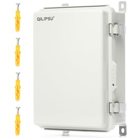 QILIPSU UL94-V0 PC/ABS Alloy Plastic Waterproof Junction Box, 13.8"x9.9"x5.9" IP66 Outdoor Electrical Enclosure with Mounting Plate, Wall Brackets, Grey Hinged Door Weatherproof for Projects