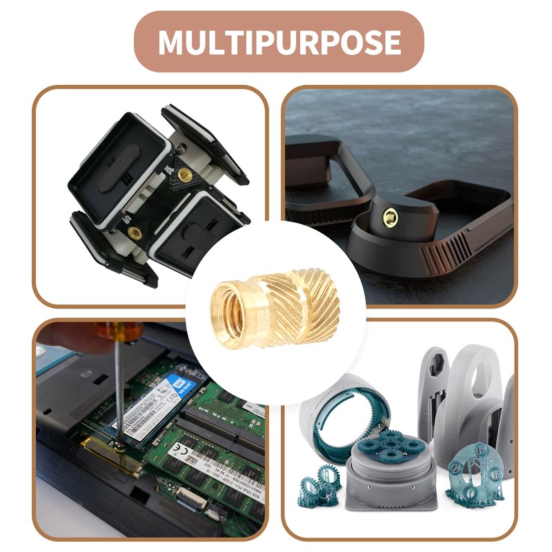 Litoexpe M5 Threaded Inserts, Brass Heat Set Insert Kit knurled