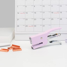 Purple Plier Stapler with #10 Staples Set, Cute Manual Stapler with 1000 No.10 Rose Gold Staples for Office and Home Desk Accessories Supplies (Purple Plier Stapler)
