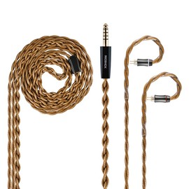 NICEHCK OurLaura IEM Cable: 16.6AWG Triple Composite British High Conductivity Copper in Ear Monitor Cable, Earphone Upgrade Cable for ZS10 PRO, 4.4mm 2Pin Brown