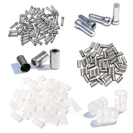 Farbetter 150pcs Bike Brake Cable End Caps, Cable End Tips, O-Ring, Bike Brake Cable Accessories 3 into 1 Sets, 50pcs Bike Cable Tips, 50pcs Cable End Caps, 50pcs Bike Brake Cable O-Ring