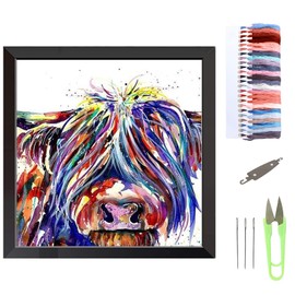 VEGCOO Embroidery Cross Stitch Kits for Beginners Adults, Pre-Printed Stamped Cute Bear Embroidery Kits 11CT Needlework Kit DIY Artwork for Adults Kids Girls Home Wall (Honeybee，30x40cm)