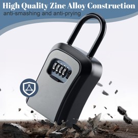 2 Pack Key Lock Box, Premium Zinc Alloy Lock Box, Anti-Smashing Lock Box for Keys with Combination Lock, 5 Key Capacity, Black