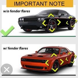 YHTAUTO - Juego de 4 solapas de barro para salpicaduras, accesorios de repuesto para Dodge Challenger 2015-2022, sin guardabarros de fábrica, delantero y trasero izquierdo, color negro