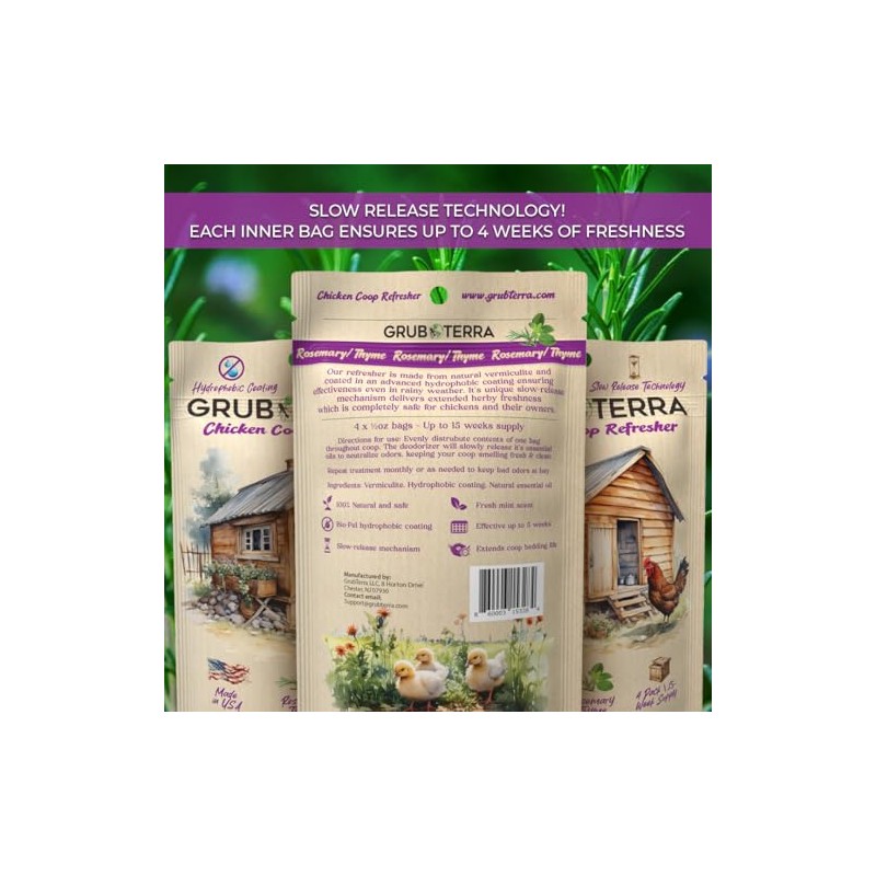 GrubTerra Coop Deodorizer Odor Eliminator for Chicken Pen Suitable for