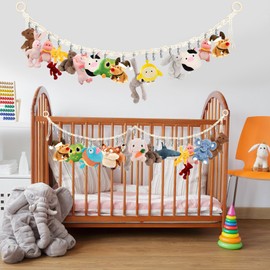 2pcs Stuffed Animal Storage Chain - Boho Stuffed Animal Hammock with 40pcs Metal Clips, Stuff Animal Organizer Hanging Storage for Kids Bedroom Wall Door Display