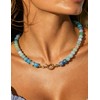 zocare Beaded Gemstone Necklace for Women,Crystal Beads Choker with Spring