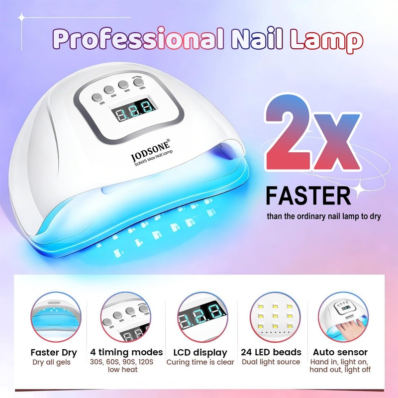 36Pcs Gel Nail Polish Kit with U V Light Crystal