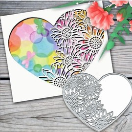 Christmas Flowers Heart Metal Die Cuts,Valentine's Day Love Heart Sunflower Cutting Dies Cut Stencils DIY Scrapbooking Decorative Embossing Paper Scrapbooking Card Making