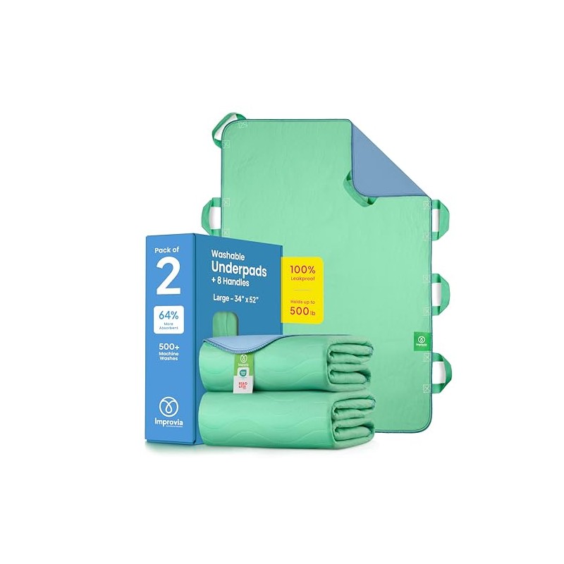 Improvia Positioning Bed Pad, with 8 Reinforced Handles, Quick-Drying, Washable,