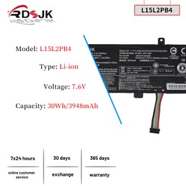 L15L2PB4 L15L2PB5 Laptop Battery for Lenovo IdeaPad 310-15ISK 310-15IKB 310-15ABR 310-15IAP 310 Touch-15IKB/15ISK 510-15ISK 510-15IKB L15C2PB5 L15M2PB5 L15M2PB3 L15C2PB3 L15C2PB7 L15S2TB0 7.6V 30Wh