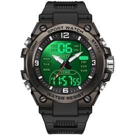 findtime Digital Watch Men's Sports for Men Boys Teenagers Outdoor Watch with Countdown / Alarm Clock / Stopwatch 5 ATM Waterproof Watches, black, Strap.