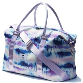 ESVAN Travel Tote Duffel Gym Bag,Weekender Overnight Carry-on Tote Crossbody Bag with Wet Pocket and Trolley Sleeve Upgraded ([L] Blue Purple)