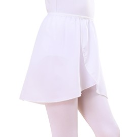boruizhen Ballet Skirt Pull On Ballet Wrap Skirt Chiffon Dance Skirts with Elastic Waistband for Girls Women White M