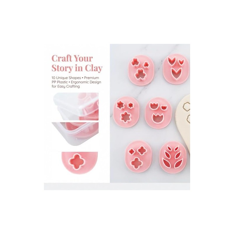 10 PCS Polymer Clay Cutters Set, Mini Flower Petal and