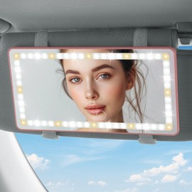 JOYTUTUS Car Sun Visor Vanity Mirror, Car Vanity Mirror With Lights, Makeup Mirror with 3 Light Modes & 60 LEDs, Rechargeable Car Mirror Dimmable Touch Control Travel Makeup Mirror for Car Truck SUV