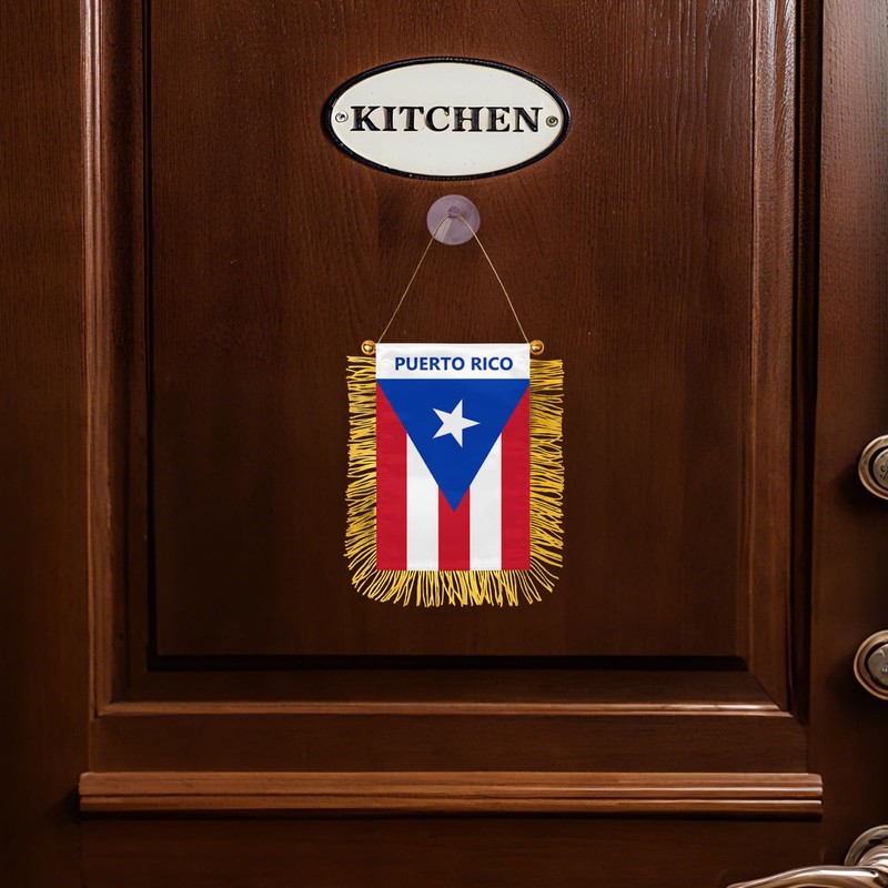 Puerto Rico Fringy Hanging Flag Double Sided Small Mini Puerto