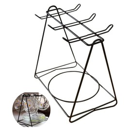 Biluer Coffee Cup Holder Stainless Steel Cup Stand for 6 Coffee Cups Saucers Spoon Sets Tea Service Display Stand (Black)