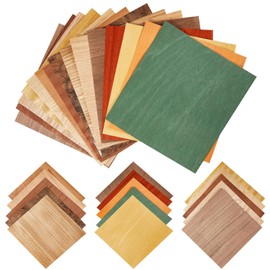 Juexica 30 Pcs 7.9" x 7.9" Wood Veneer Sheets Variety Pack Square Wood Veneers,Thickness Different, for Marquetry, Inlay, Woodworking Projects(Various Color)
