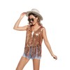 Sequin Fringe Jackets Golden Tassel Vest Women 70s Hippie Sparkly