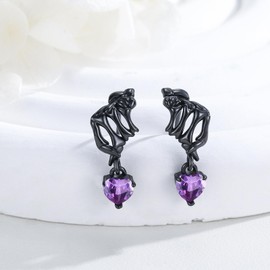 ZIPPICE Skull Earrings Women's Earrings Silver 925 Birthstone Stud Earrings for Women Girls Heart Stud Earrings Skeleton Hand Earrings Skull Gifts Gothic Jewellery for Women, Sterling Silver