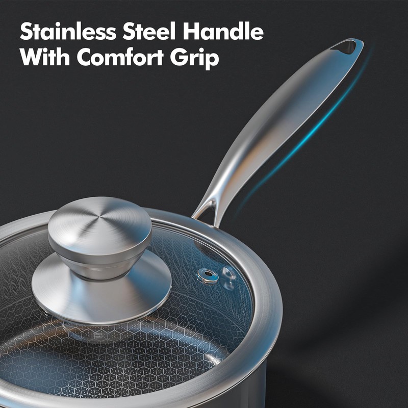 AuFranc® Hybrid Nonstick Stainless Steel Pots and Pans Set, Induction