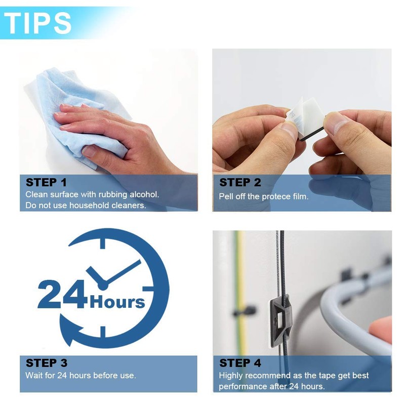 Zip Tie Mounts - Small Cable Tie Adhesive Mount, 3/4in