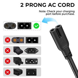 2 Prong AC Power Cord Compatible with JBL PartyBox 100 110 120 200 300 310 320 710 1000, On-The-Go Speaker, Onn Party Speaker, 5ft Replacement Charging Cable