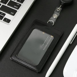 Wire Employee ID Card Holder & Neck Strap for Corporate Use Black Necklace Strap 2ea